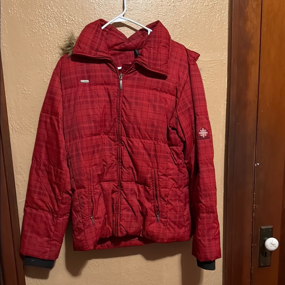 Red Plaid Puffer Jacket